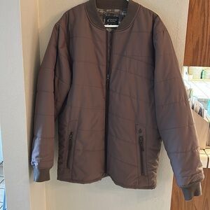 Volcom Workwear Bomber Jacket Mens Size XXL Brown‎ Quilted Full Zip Big&Tall